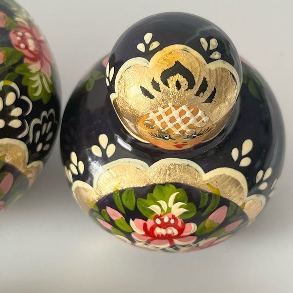 Set of 10 Vintage Russian Matryoshka 5 inch Nesting Dolls Navy Blue & Gold - Picture 2 of 13